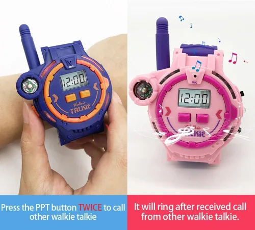 Vista 5 de Walkie Talkie recargable para niños, radio bidireccional Walky Talky con linterna, juego para exteriores, interfono, juguete y regalos para niños