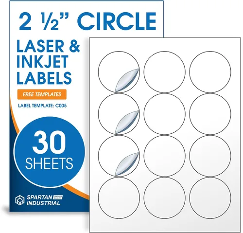 Vista 21 de Etiquetas circulares de 0.75" para láser y inyección de tinta, Spartan