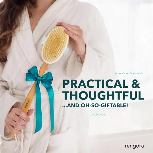 Vista 7 de Cepillo de ducha de mango largo de 20 pulgadas, cepillo de espalda de cerdas naturales, mango ergonómico + agarre antideslizante de silicona, gran