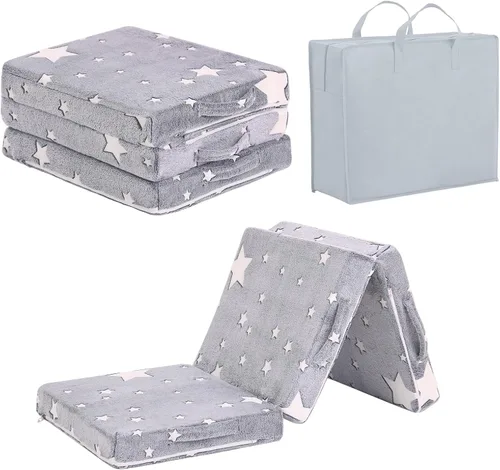 Vista 13 de Tiita Colchón de suelo plegable para niños - Tapete para siesta que brilla en la oscuridad con bolsa de almacenamiento, almohadilla de suelo