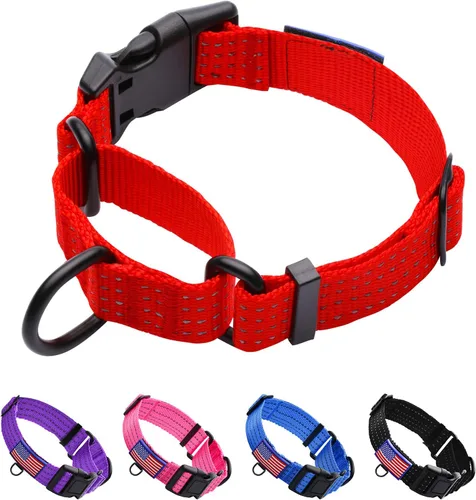 Vista 7 de Collar Martingale para perros de entrenamiento. Collares reflectantes ajustables con hebilla, sin tirones, evita que se resbalen, para perros