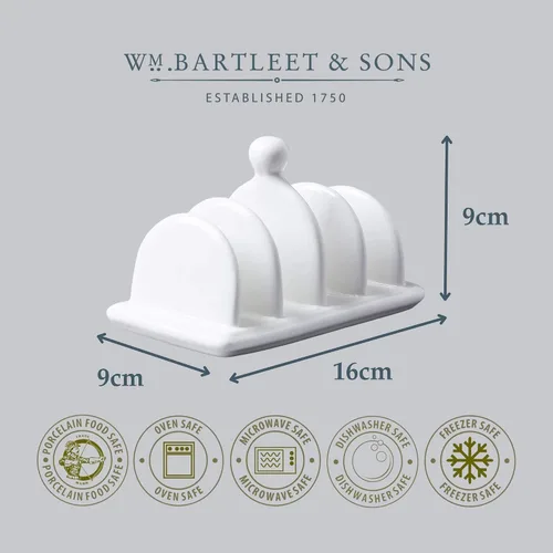 Vista 6 de WM Bartleet & Sons 1750 Tostada tradicional de porcelana con 4 ranuras con asa de transporte/perilla, color blanco