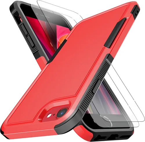 Vista 10 de YmhxcY Funda para iPhone SE 2022/2020, iPhone 8/7 con protector de pantalla integrado a prueba de caídas, 3 capas de cubierta duradera, a prueba