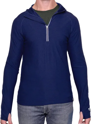 Vista 3 de MERIWOOL Sudadera con capucha para hombre, ligera, de lana merina, manga larga, térmica