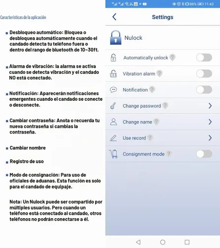 Vista 5 de Candado con cadena de acero trenzado para bicicleta, Bluetooth, Nuvending NuLock