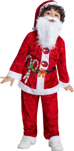 Vista 2 de IKALI Kids Holiday Santa Claus Costume Christmas Dress Holiday Party Dress-up Outfit for Boys Girls Children