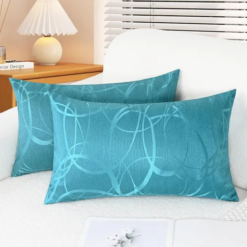 Vista 19 de CaliTime Fundas de Almohadas Decorativas Paquete de 2 Modernas Brillantes y Opacas Contraste Círculos Anillos de Acento Geométrico Fundas de Cojines