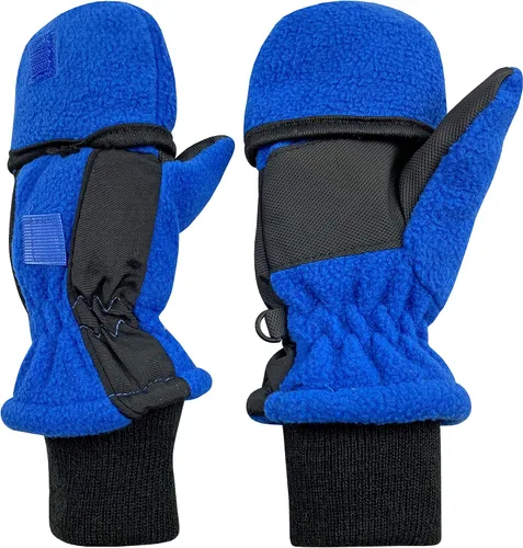 Vista 5 de N'Ice Caps - Manoplas convertibles con dedos sin forro, para invierno, para niños, Thinsulate con forro Negro Sólido