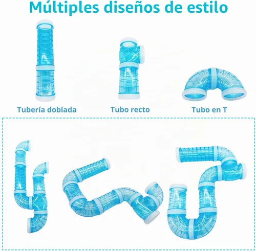 Vista 5 de 8 piezas de tubo de túnel de hámster DIY surtido de juguete transparente de aventura tubo de juego juego de ejercicios para ratón, hámster sirio