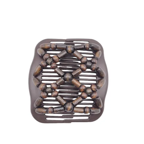 Vista 9 de LOVEF Peines mágicos para el cabello para mujer, con cuentas de madera, elásticos, de doble cara, clips para hacer moños, accesorios para el cabello