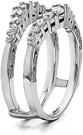 Vista 2 de TwoBirch Sterling Silver Vintage Ring Guard with Filigree Designs With Cubic Zirconia (0.71 ct.) (sterling-silver)