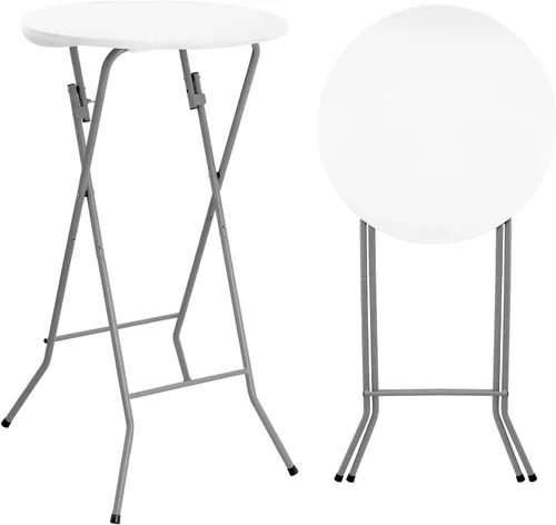 Vista 14 de Byliable Mesa de cóctel redonda de 24 pulgadas, mesa de bistró plegable de altura alta con patas extraíbles, plástico portátil para interiores