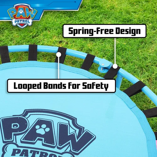 Vista 6 de Paw Patrol - Mini trampolín de interior con asa para niños pequeños, cuenta con Everest, Chase, Marshall, Skye y Rubble, Multi