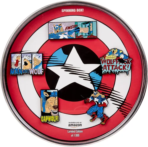 Vista 28 de Marvel Studios: The Falcon y The Winter Soldier - Juego de 5 pines de solapa con base de metal y esmalte con caja circular de 6.3 pulgadas