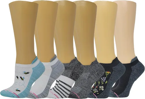 Vista 17 de Dr. Motion 6 pares de calcetines de compresión transpirables acolchados de corte bajo para mujer