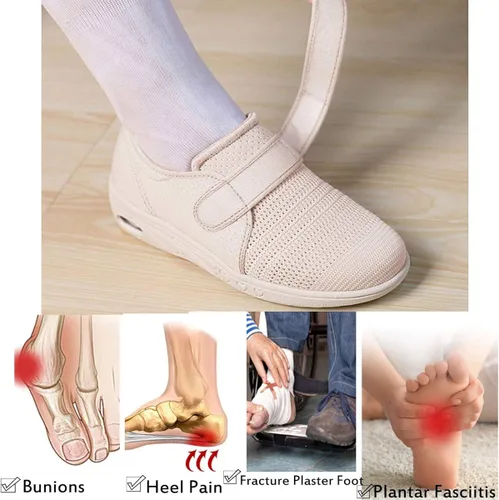 Vista 6 de Mei MACLEOD Zapatos de ancho ancho ancho para mujer, con correa ajustable, para personas mayores, diabéticos, fascitis plantar, pies hinchados