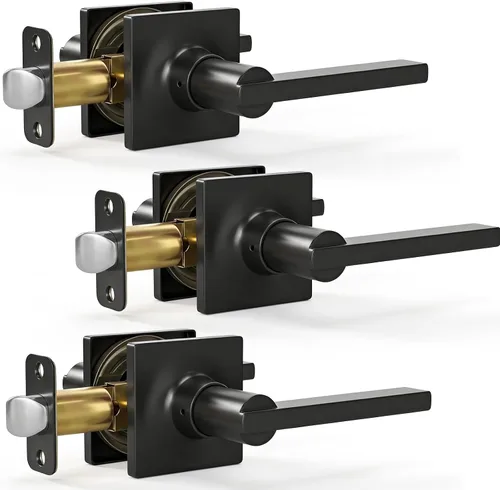 Vista 29 de HOSOM Dummy Door Handle,2 Pack Closets,French Double Doors Knobs Levers Negro mate