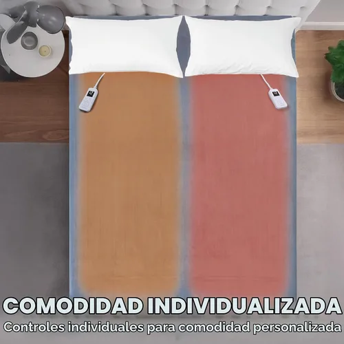 Vista 5 de Sunbeam Electric Royal Luxe - Manta eléctrica calefactora de microfelpa con 12 configuraciones de calor, apagado automático seleccionable de 12 Azul