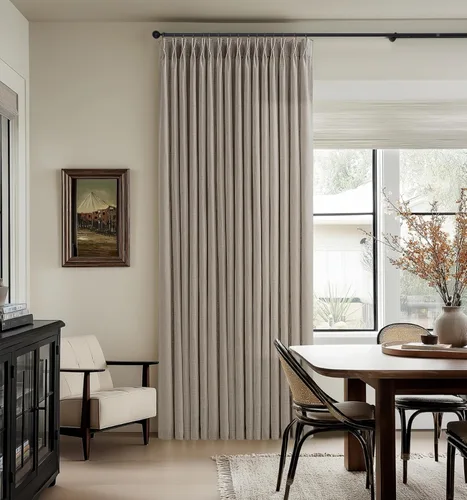 Vista 54 de TWODRAPES Cortinas de Lino Plisadas con Pinza Beige Blancas de 54 Pulgadas de Largo 2 Paneles para Comedor Cocina Dormitorio Plisadas Semi