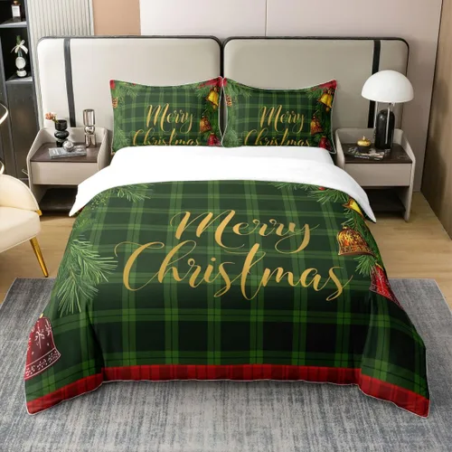 Vista 11 de Erosebridal Funda de edredón de Navidad 100% algodón, ropa de cama de ciervos de Navidad de dibujos animados para niños y niñas, campanas de copo