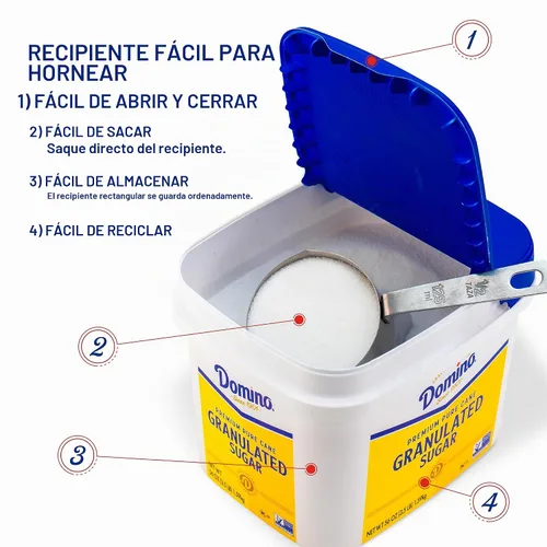 Vista 3 de Domino® Azúcar granulada 3.5 lb Easy Baking Tub, azúcar de caña pura