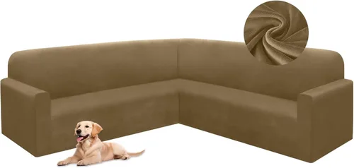 Vista 59 de HDCAXKJ Fundas de sofá seccional de esquina de terciopelo elástico en forma de L, juego de fundas deslizantes suaves y gruesas en forma de U
