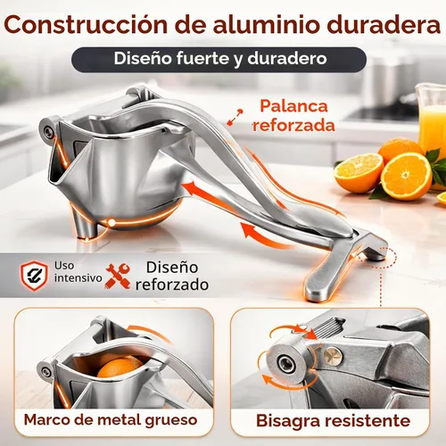 Vista 5 de Exprimidor manual de hierro fundido resistente, exprimidor de jugo de frutas de acero inoxidable para limón y naranja, exprimidor de prensa de 1