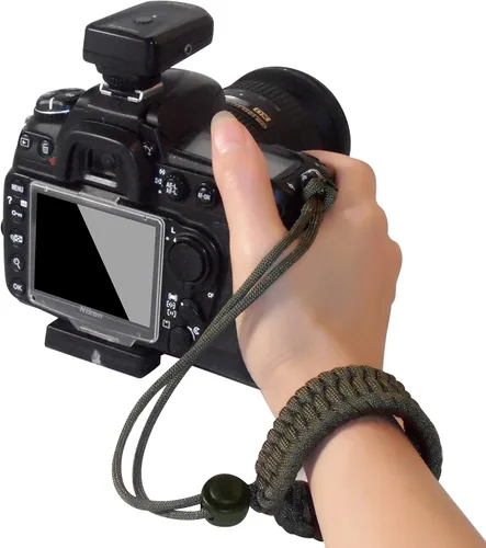Vista 7 de Cordón de muñeca – Correa de mano ajustable para cámara de paracaídas universal para DSLR, cámara sin espejo, videocámara Verde militar