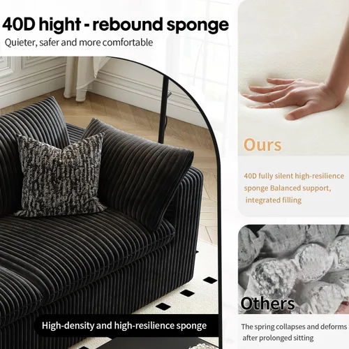 Vista 5 de LoveSeat Cloud Couch Sofá Seccional Modular para Sala de Estar, Sofá Moderno con Asiento Profundo, Sofá de 2 Plazas Sin Huesos con Otomana, Cómodos