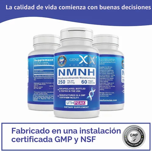 Vista 6 de Genex Formulas 250 mg NMNH (60 cápsulas - 30 porciones) Uthpeak NMNH (mononucleótido de dihidronicinamida) NAD+ precursor para un envejecimiento