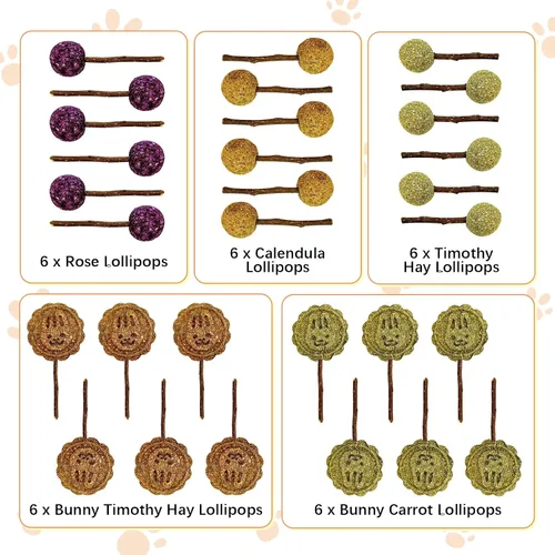 Vista 6 de Fhiny Juguetes masticables de conejo, 30 palitos naturales para masticar, hechos a mano, conejillo de indias, golosinas molares para dientes
