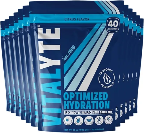 Vista 20 de Polvo para preparar bebida natural de electrolitos, libre de gluten, contenedor con 80 porciones, marca Vitalyte, cítrico (Cool Citrus)