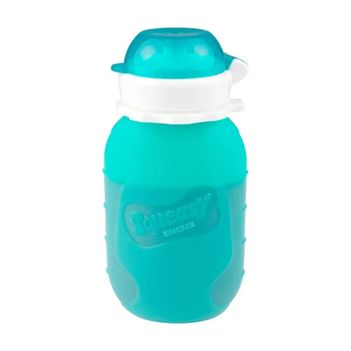 Vista 14 de Aqua 3.5 oz Squeasy Snacker - Bolsa de comida reutilizable de silicona a prueba de derrames - para alimentos blandos y líquidos - Agua, salsa