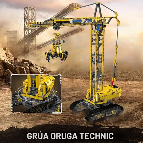 Vista 2 de Mould King Kit de bloques de construcción de grúa torre con tecnología 17059, juguetes de grúa de control remoto con aplicación, juego de bloques