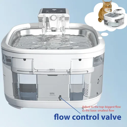 Vista 6 de Fuente de agua inalámbrica para gatos, fuente de agua para mascotas, funciona con pilas para gatos en interiores, dispensador automático de agua