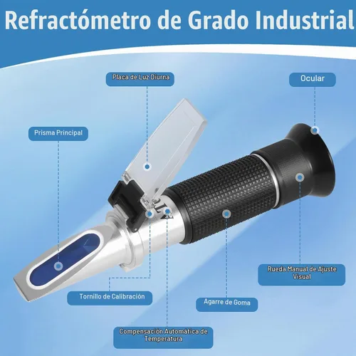 Vista 2 de Refractómetro GYE Brix con ATC, hidrómetro de doble escala para vino y cerveza Brix and specific gravity readings, automatic temperature