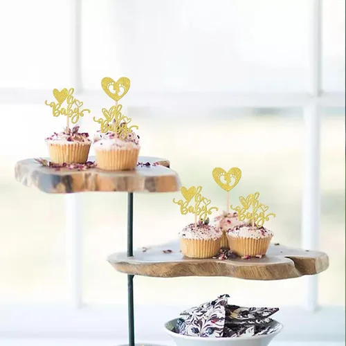 Vista 6 de 24 piezas Oh Baby para cupcakes para el día de San Valentín con purpurina de corazón de amor dulce para pies de bebé, para el día de San Valentín