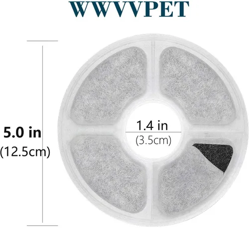 Vista 7 de Filtros de fuente de agua para gatos, paquete de 6 unidades, 50% más de carbón activado, filtros de repuesto para fuente de flores de gato, aptos