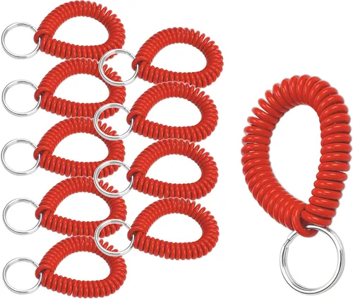 Vista 59 de Lucky Line - Resorte de muñeca en espiral de 2 pulgadas de diámetro con llavero de acero, multicolor, pulsera flexible para muñeca, se estira hasta