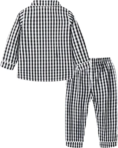 Vista 2 de Mud Kingdom Conjunto de pijama Boutique para niñas y niños, ropa de dormir de manga larga con cuello