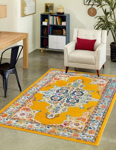 Vista 8 de Unique Loom Parker Collection - Alfombra de área Merakli (2 x 3 pies, rectangular, aguamarina/beige)