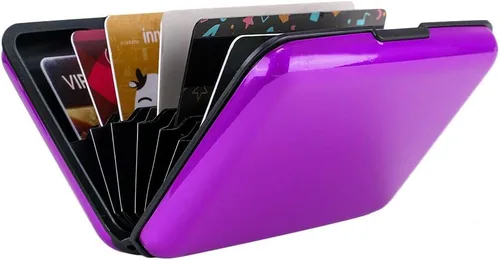 Vista 6 de Elfish.- Funda protectora de aluminio contra RFID, para tarjetas de crédito, carcasa rígida para tarjetas de presentación, cartera de metal