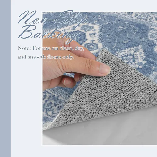 Vista 5 de Alfombras de Baño Bohemias Azules Seavish, Tapete de Baño Absorbente Vintage Desgastado de 18x26 Pulgadas, Alfombra de Baño Pequeña Antideslizante