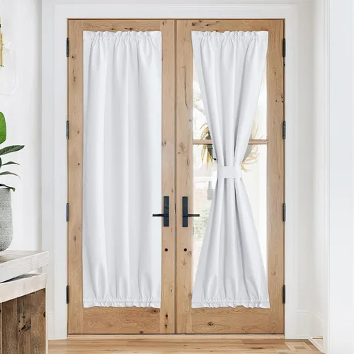 Vista 80 de NICETOWN Cortinas de Lino para Puerta Lateral - Cortinas Opacas con Aislamiento Térmico para Puerta Delantera Francesa para Sombra Pequeña