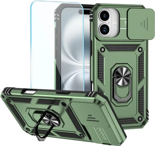 Vista 30 de Funda para teléfono SunStory para iPhone 11 con protector de pantalla HD y cubierta deslizante para la cámara y soporte giratorio con anillo