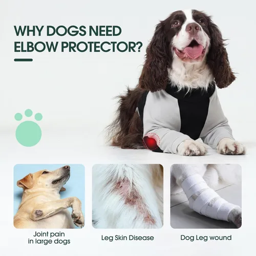 Vista 6 de Kuoser Traje de recuperación de cirugía para perros para piernas delanteras, camisa de manga larga para perro con protector de codo, rodillera