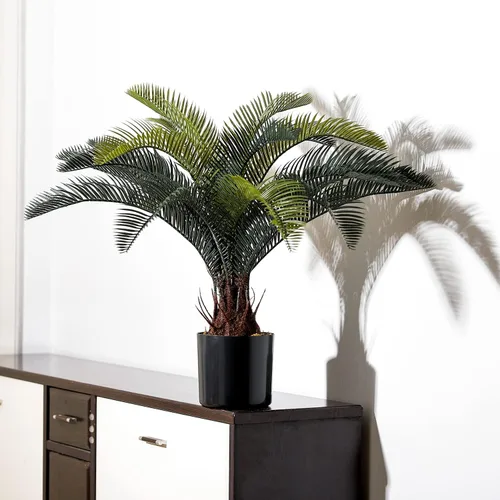 Vista 7 de Nearly Natural - Planta artificial Cycas de 20 pulgadas (18 hojas), palmera de sagú Revoluta falsa para interiores, hogar, jardín, oficina, tienda