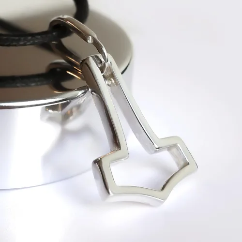 Vista 7 de Simple Thors Hammer Mjolnir Necklace 925 Sterling Silver - CutOut Viking Axe Pendant Charm - Minimalist Norse Nordic Scandinavian Jewelry Gifts for