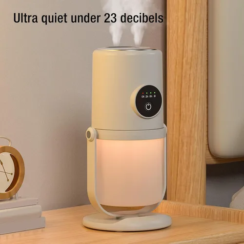 Vista 3 de Mini humidificador portátil, humidificadores de niebla fría de 10.1 fl oz con soporte, humidificador de escritorio USB silencioso con 2 modos