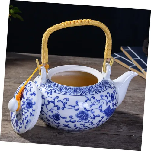 Vista 5 de Zerodeko Tetera con mango Tetera de cerámica vintage Kungfu Tetera de gran capacidad para hotel de oficina